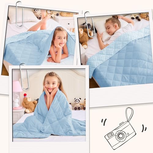 yescool Weighted Blanket 7 Pounds Light Blue Twin Size Cooling Weighted Throw Blanket, Minky Heavy Blankets Warm Weighted Comforter, Big Washable Thick Blankets Gift for 60-90lbs, 40 * 60in - Image 5