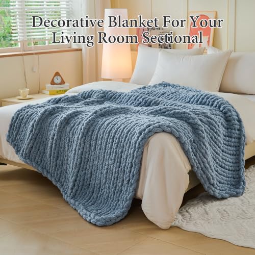 Chunky Knit Blanket Throw for Couch, 51"x63" Chunky Yarn Knitted Blankets - Image 6
