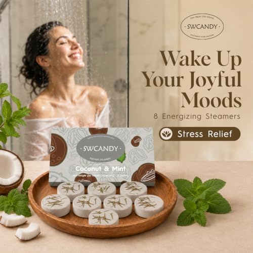 SWCANDY Coconut & Mint Shower Steamers 8 Pack, Home Spa Self Care - Image 3