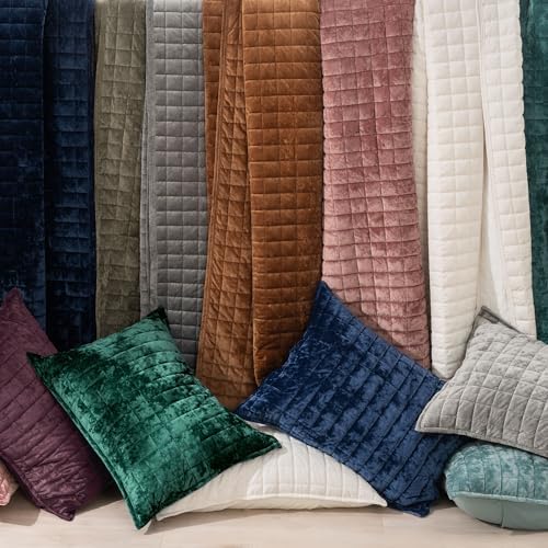 RECYCO Channel Box Stitch Velvet Quilt Set, King Size, Emerald Green - Image 6