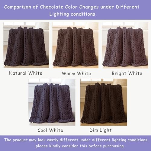 Bigacogo Chunky Knit Throw Blanket for Couch, 40x80 inches, Chocolate - Image 5