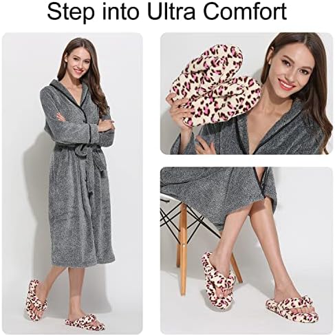 Onmygogo Indoor Slippers for Women Open Toe with Memory Foam, Soft Faux Fur Nonslip House Slippers - Image 2