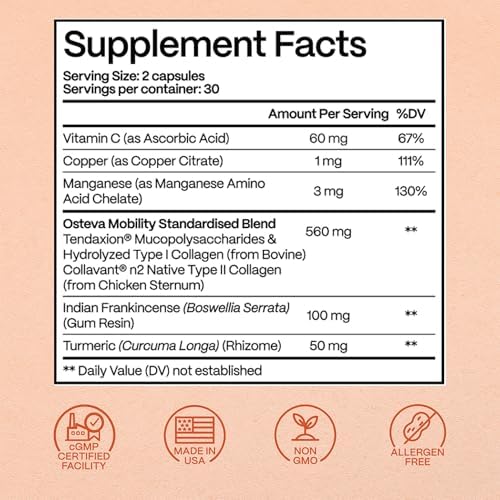 Osteva Joint Support Supplement for Women | High Potency Collagen, Turmeric, Boswellia | for Flexible Cartilage & Tendons, Resilient Knees & Hip, Improved Mobility | Non-GMO, 60 Ct (2 Pack) - Image 4