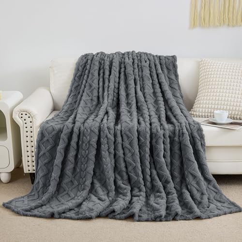 Aganear Fleece Throw Blanket for Couch Sofa 60"x80" Grey by Aganear