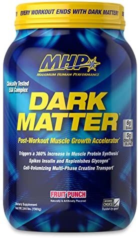 MHP Dark Matter Post Workout, Recovery Accelerator, w/Multi Phase Creatine, Waxy Maize Carbohydrate, 6g EAAs, Fruit Punch, 20 Servings, 55 Oz by MaximumHumanPerformance