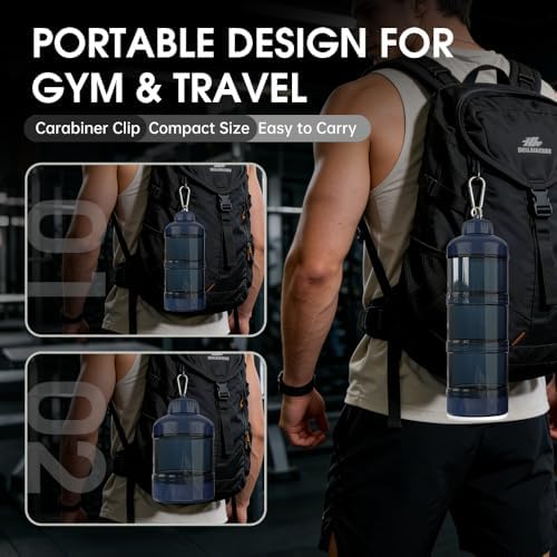 BYLWORKOUT 3-Layer Protein Powder Container with Funnel and Keychain - Image 4