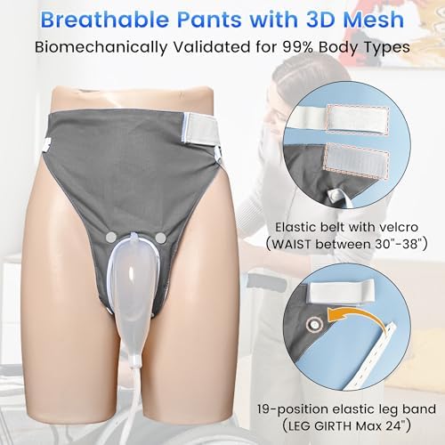 Urine Collection Bag Reusable Wearable Silicone Urine Drainage Device with 2 Bag Systems (Elderly Men, Grey) - Image 5