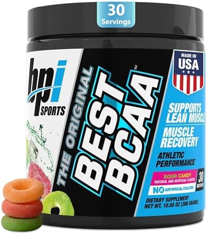 BPI Sports Best BCAA - BCAA Powder - Branched Chain Amino Acids - Muscle Recovery - Muscle Protein Synthesis - Lean Muscle - Improved Performance – Hydration – Sour Candy - 35 Servings - 12.34 oz. by BPISports