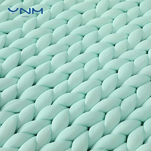 YnM Cooling Weighted Blanket, Handmade Chunky Yarn Knitted Design, Temperature Regulating and Breathable, Machine Washable Throw for Sleep or Home Decor (Menthe Green, 50x60 Inch, 10lbs) - Image 2