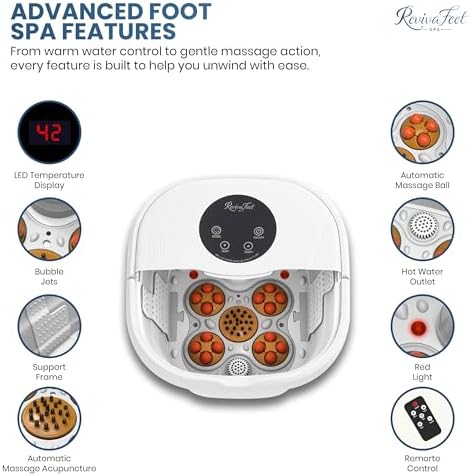 Collapsible Foot Spa Electric Rotary Massage, Heated Foot Bath with Bubbles and Temperature Control. Foot Bath Soak Tub with Remote, 16 Motorized Shiatsu Massage Balls & 16 Salt Bombs - Image 3