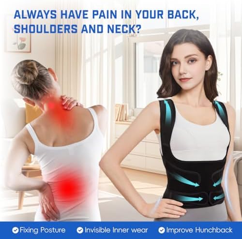 Back Brace Posture Corrector for Women & Men, Adjustable Shoulder Straightener with Full Back Support, Relief for Lower & Upper Back Pain, Hunchback & Scoliosis (Black, Medium) - Image 2