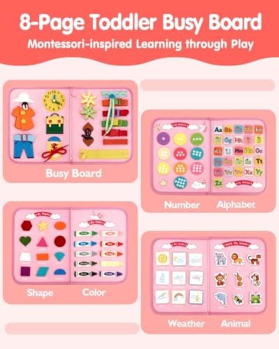 hahaland Busy Board Montessori Toys Busy Book Toddler Girl Gifts Travel Toy - Image 2