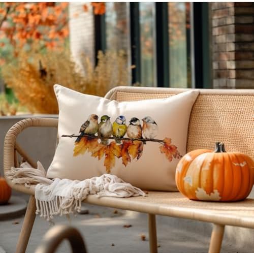 RABUSOFA Fall Pillow Covers 12x20 Inch Bird Autumn Decorations for Home Outdoor Thanksgiving Decor Maple Leaf Decorative Lumbar Throw Pillow Cases Farmhouse for Couch Sofa - Image 5