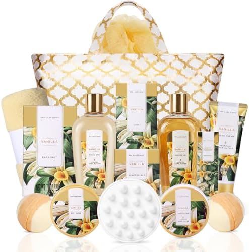 Spa Luxetique Gifts for Women, 15pcs Vanilla Gift Baskets for Women, Luxury Spa kit with Bath Bombs, Body Lotion, Birthday Gift for Her Christmas Mothers Day Gifts for Women by spaluxetique