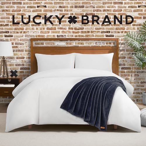 Lucky Brand Solid Plush 50"x70" Throw Blanket, Vintage Blue Indigo - Soft, Cozy, and Timeless Comfort - Image 5