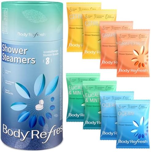 BodyRefresh Shower Steamers Aromatherapy 8 Pack, Shower Bombs with Essentials Oil for Stress Relief, Relaxation, Self Care Home Spa Gifts for Women Men by BodyRefresh