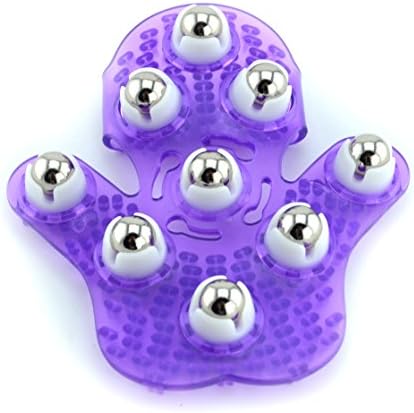 SAMYO Palm Shaped Massage Glove Body Massager with 9 360-degree-roller Metal Roller Ball Beauty Body Care (Purple) by SAMYO