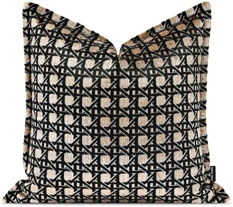 Throw Pillow Cushion Cover 18x18 inches, Gold Geometric Openwork Pattern Pillowcases, Modern Luxury Living Room Sofa Square Pillow Covers for Bed Couch Sofa Bedroom by AIBUHOME