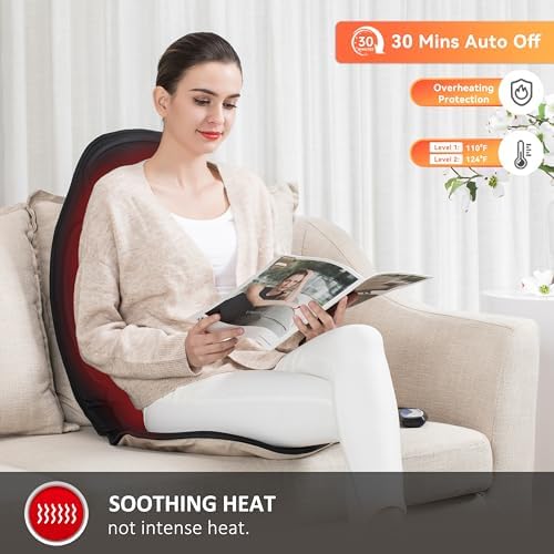 Snailax Massage Seat Cushion - Back Massager with Heat, 6 Vibration Massage Nodes & 2 Heat Levels, Massage Chair Pad for Home Office Chair, Black - Image 3