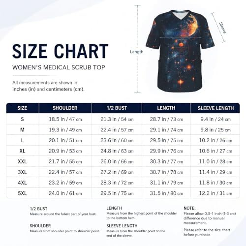 Men's Scrub Top,V-Neck Spill Wrinkle Resistant,3 Pockets-Mysterious Universe (1) - Image 5