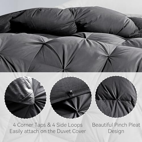 SNOWMAN Premium Down Comforter Cal King, Fold Grey Duvet Insert All Season - Image 5