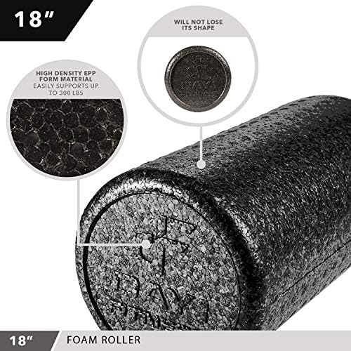 Day 1 Fitness High Density Muscle Foam Rollers - Sports Massage Rollers for Stretching, Physical Therapy, Deep Tissue, Myofascial Release - Ideal for Exercise and Pain Relief - Solid Black, 12" - Image 4