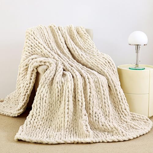 Chunky Knit Blanket Throw for Couch, 40"x50" Chunky Yarn Knitted Blankets - Image 3