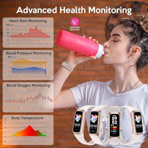 Fitness Tracker, 2026 Smart Band with Heart Rate & Blood Pressure Monitor, IP67 Waterproof Activity Tracker with Sleep Tracking & Step Counter for Men Women, Pink - Image 3