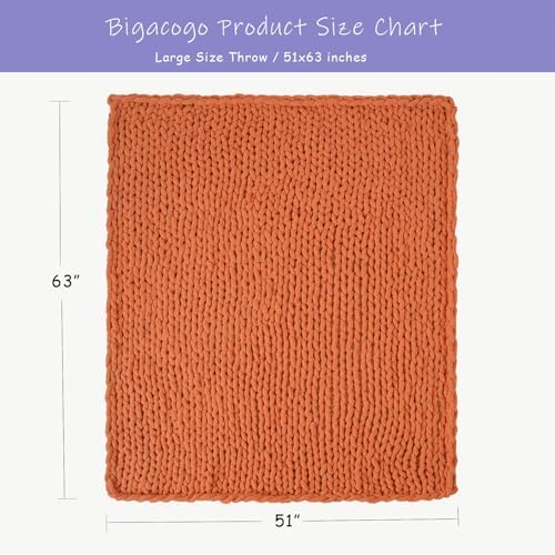 Bigacogo Chunky Knit Throw Blanket for Couch, 51x63 inches, Terracotta - Image 2