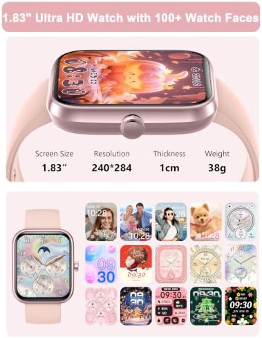 KALINCO Smart Watch Women Men, 1.83" Alexa Fitness Tracker, Heart Rate, Sleep, Stress Monitor, IP68 Waterproof Swimming Smartwatch, Make/Answer Calls, Compatible with iOS & Android - Image 5