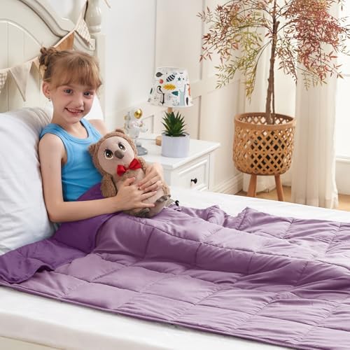 yescool Purple Weighted Blanket 7 Pounds Cooling Weighted Lap Blanket, Heavy Blanket for Sleeping, Weighted Throw Blanket Gifts for 60-80lbs, 40"x60" - Image 3