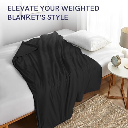 YnM Exclusive Cotton Duvet Cover for Weighted Blankets with 16 Strings (Black, 60"x80") - Image 5