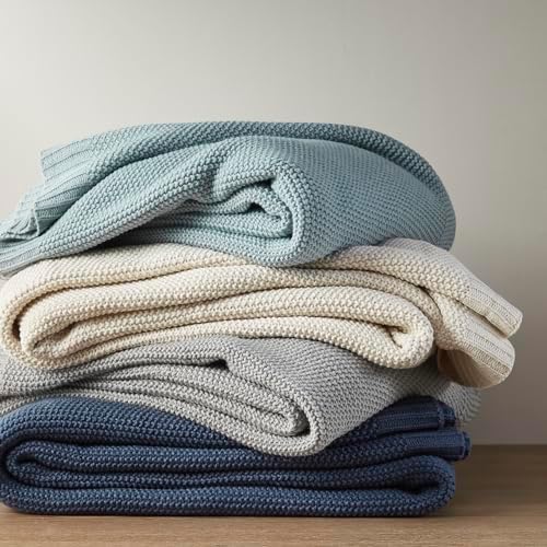 INK+IVY Bree Knit All Season Blanket Lightweight for Summer, Twin, Indigo - Image 4