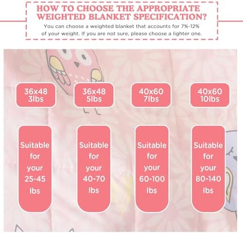 Weighted Blanket - 7 lbs Pink Owl Heavy Blanket - Small Size Breathable Lap Blanket(41 * 60 inches, 7 lbs) - Image 7