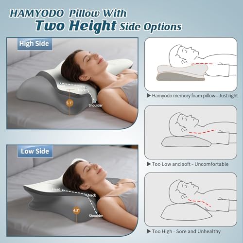 Cervical Neck Pillow for Pain Relief, Bed Pillows for Sleeping, Ergonomic Cooling Pillow, Orthopedic Contour Pillow for Side Back Stomach Sleepers,Neck Support Memory Foam Pillows with Pillow Covers - Image 6