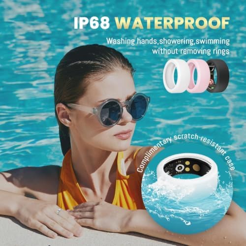 Smart Ring for Women & Men, Health Tracker Ring with Heart Rate, Blood Oxygen,Blood Pressure, IP68 Waterproof Fitness Ring, Sleep Tracker for iPhone and Android, No APP Fee - Image 4