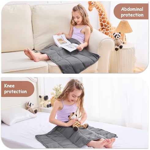 yescool Weighted Lap Pad 2 Pounds Weighted Lap Blanket, Grey Small Weighted Blanket, Weighted Throw Blanket Gifts for Travel Indoor Outdoor, 20"x30" - Image 4