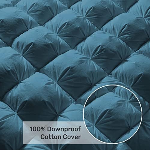 UNIKOME Queen Size Goose Feather Down Fiber Comforter Duvet Insert, Navy - Image 6