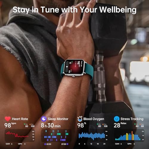 Smart Watch for Women Men, 1.85" HD AMOLED Fitness Tracker (Answer/Call) with 24/7 Heart Rate/Sleep/SpO2 Monitor for iPhone & Android, 120+ Sports Modes Smartwatch with IP68 Waterproof, 2 Bands - Image 4