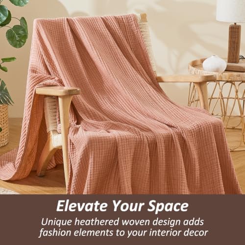 EMME Cotton Muslin Large Throw Blanket Couch Breathable Gauze Blanket Soft Lightweight Bed Blankets Adults (Orange Red, 50"x70") - Image 4