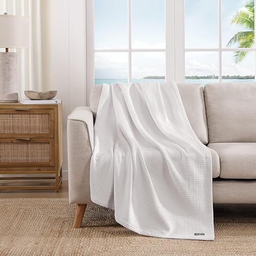 Tommy Bahama - Queen Blanket, Naturally Soft & Breathable Bedding for Couch or Bed, Lightweight for Year Round Comfort (Woven Textured Natural White) - Image 5