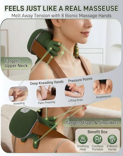 N7 Bionic Neck and Shoulder Massager, Heated Real-Hand Massagers with Fingers for Back Muscle Pain Relief, Portable & Lightweight Design - Image 4