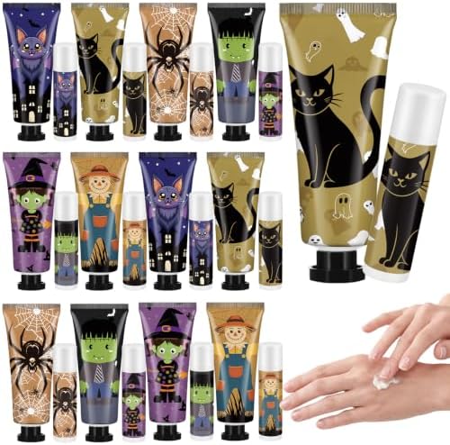 24 Pack Halloween Hand Cream and Lip Balm Gifts Sets for Women Bulk by Dansib