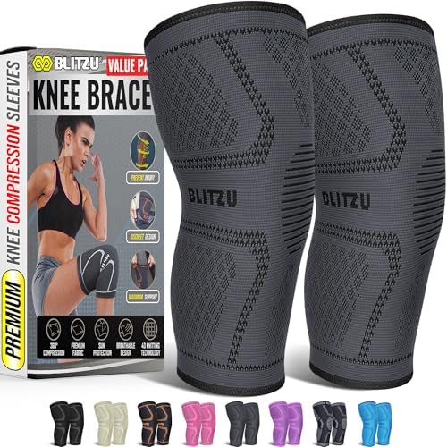 Knee Brace Men & Women, Knee Compression Sleeve Support Wrap Tendonitis M by BLITZU