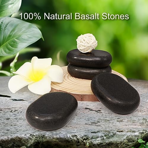 Master Massage 12-Piece Black Lava Hot Stone Set – Medium Oval Natural Basalt Stones for Professional Spa and Massage Therapy (2.6" x 1.9" x 0.7") - Image 6