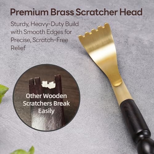 Tomorotec Back Scratcher Massager, Ebony Wood Brass Head Itch Relief 17.5" - Image 3