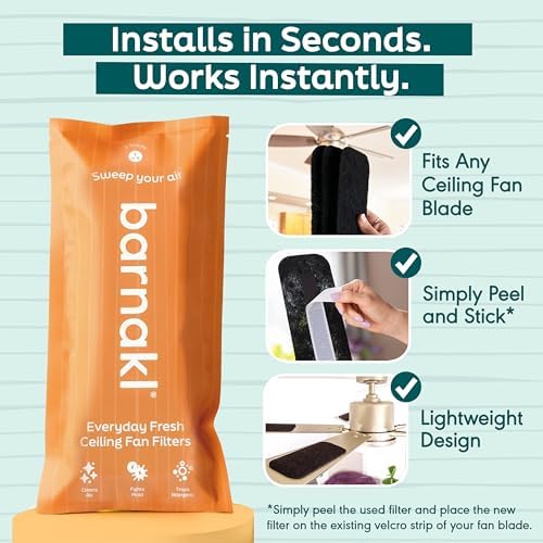 Barnakl Ceiling Fan Air Purifier Pads, Carbon Filters for Blades, 5 Count - Image 4
