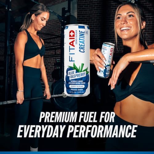 FITAID Creatine Recovery Drink, Zero Sugar, Blue Raspberry, 12pk - Image 5
