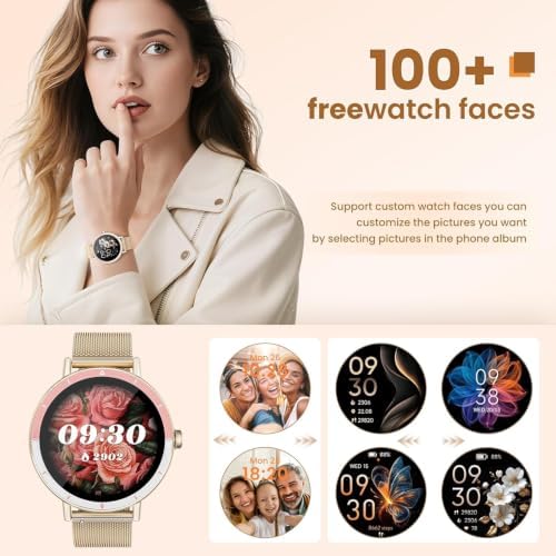 KEEPONFIT Smart Watches for Women Android/iPhone, IP68 Waterproof Fitness Tracker with Bluetooth Calls(Answer&Make), Activity Pedometer/Heart Rate/SpO2 Monitor/100+ Sports Model（Pink&Black） - Image 6