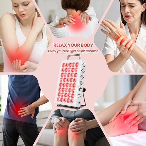 AearKing Red Light Therapy for Face and Body, 660nm & 850nm Near Infrared Red Light Therapy Panel with Adjustable Stand, Portable Dual Chip LED Red Light Therapy Lamp with Timer & 5 Brightness Levels - Image 4
